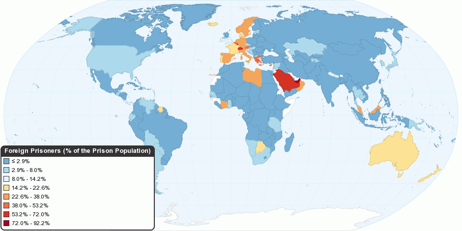 World Foreign Prisoners percentage within the Prison Population