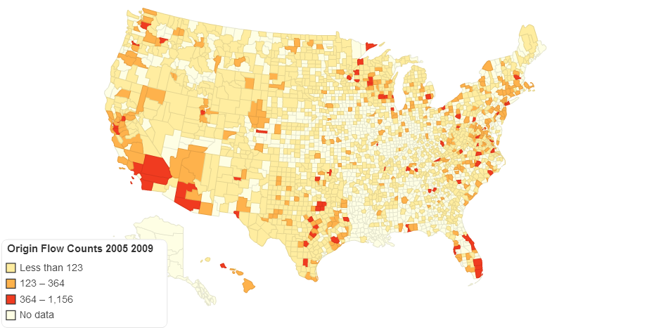 Origin Flow Counts 2005 2009