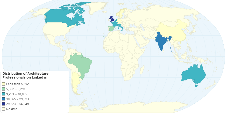 Distribution of Architecture Professionals on Linked in