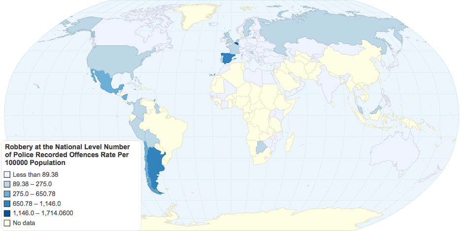 Robbery at the National Level Number of Police Recorded Offences Rate Per 100000 Population