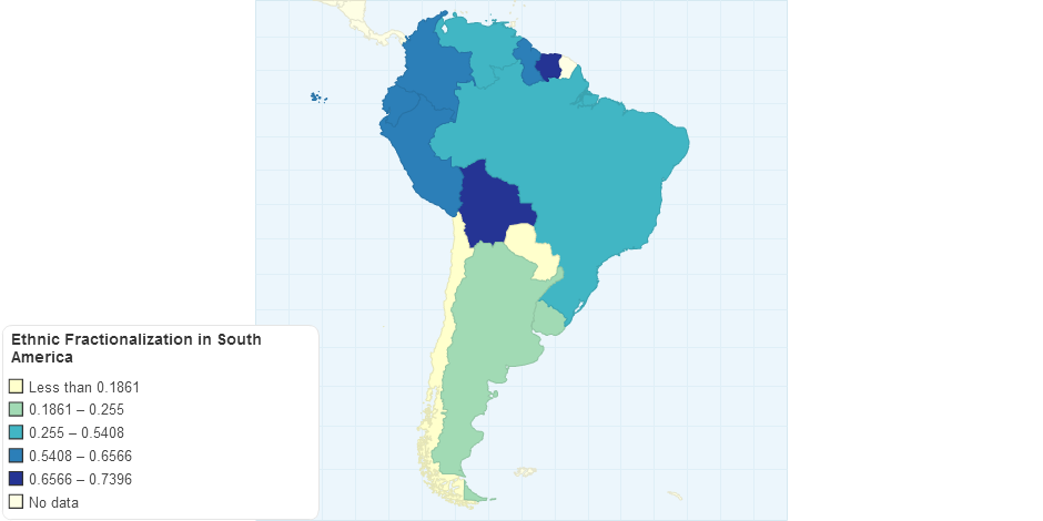 Ethnic Map Of South America Ethnic Fractionalization In South America