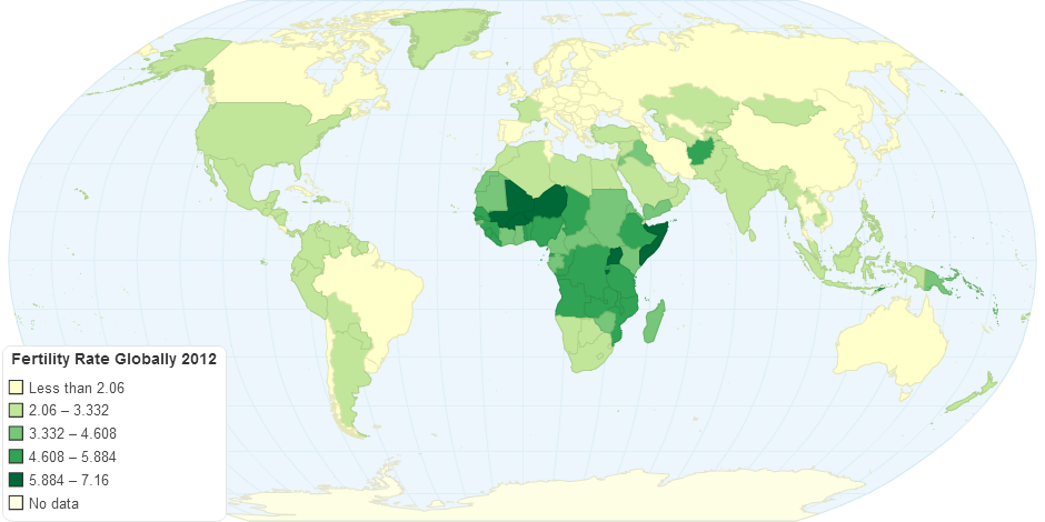 Fertility Rate Globally 2012