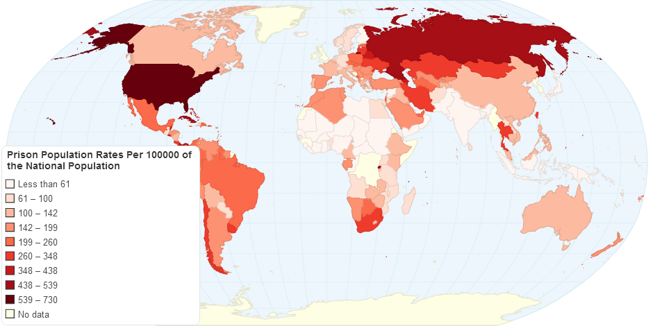 Prison Population Rates Per 100,000 of the National Population