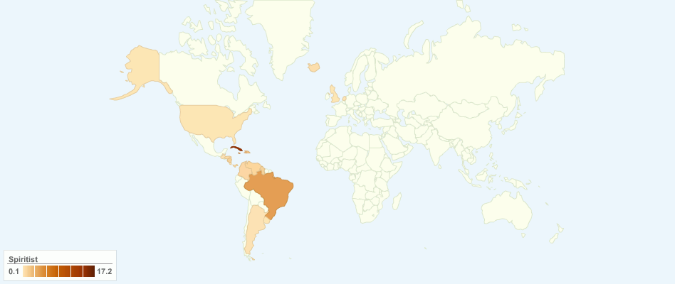 Spiritism Adherents by Country