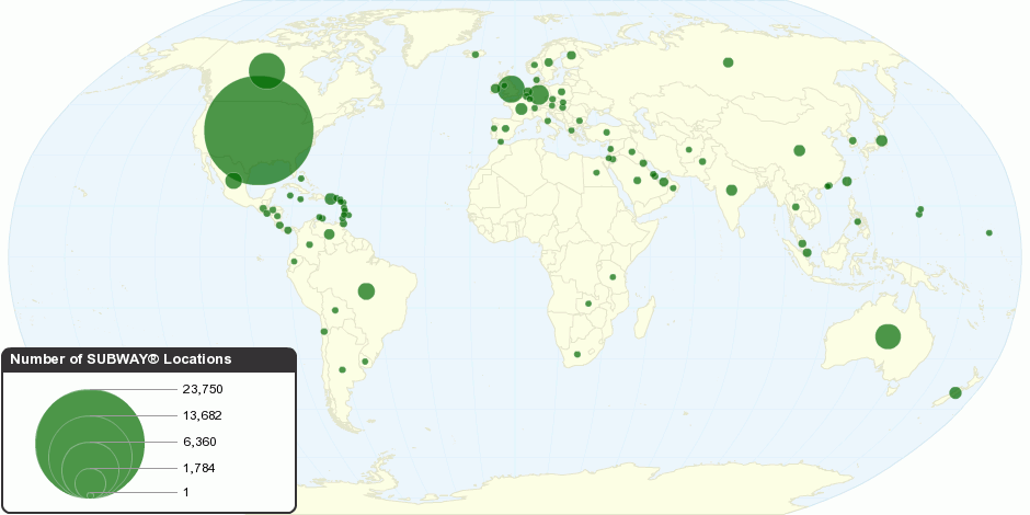 Directions Subway Near Me Number Of Subway® Restaurant Locations In The World