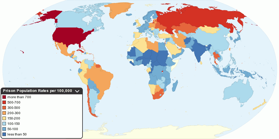 World Prison Population Rates per 100,000 of the national population