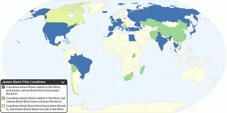 Countries that James Bond Visited in the Films