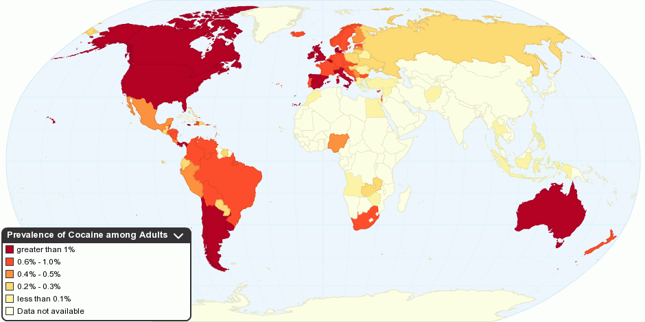 Current Worldwide Annual Prevalence of Cocaine among Adults