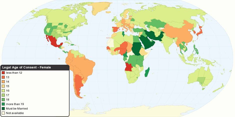 Country with lowest legal age of consent