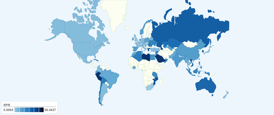 Current Worldwide Reserves-to-production ratio of Natural Gas