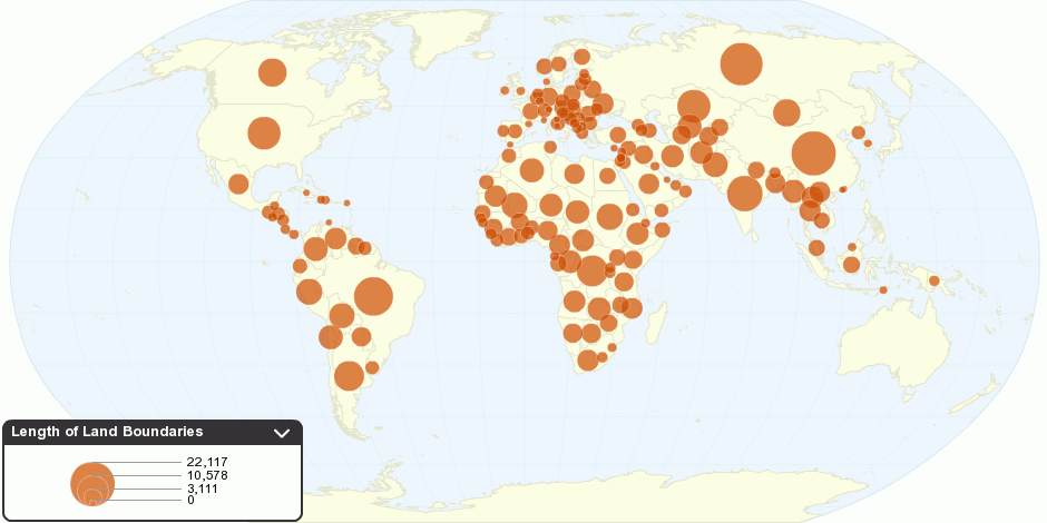 Length of Land Boundaries Border Countries by Country