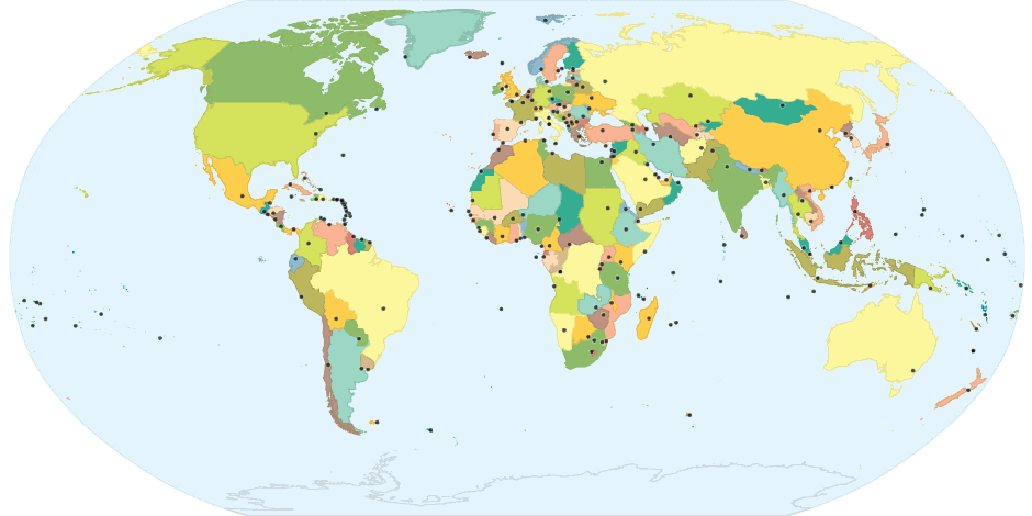 earth map countries and capitals