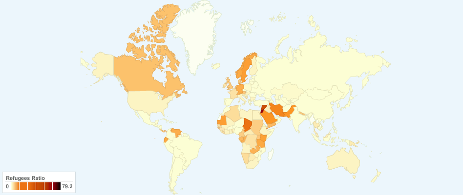 Number of Refugees per 1000 inhabitants by Country