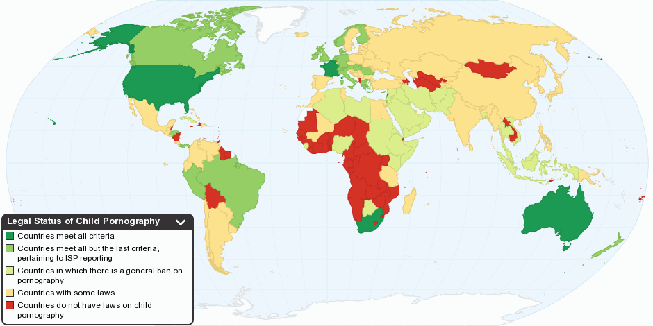 Porn Status - Legal Status of Child Pornography by Country