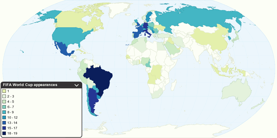 FIFA World Cup Teams by Number of Appearances