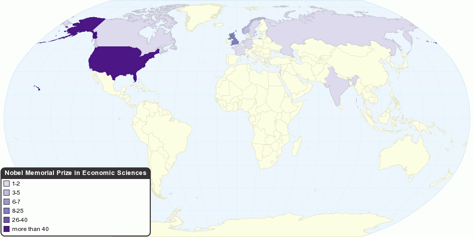 Nobel Memorial Prize in Economic Sciences by Country