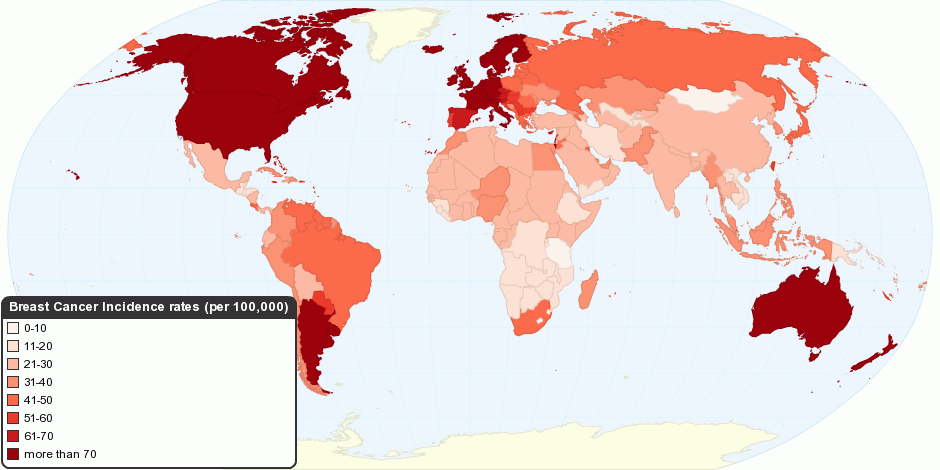 Current Worldwide Breast Cancer Incidence Rate