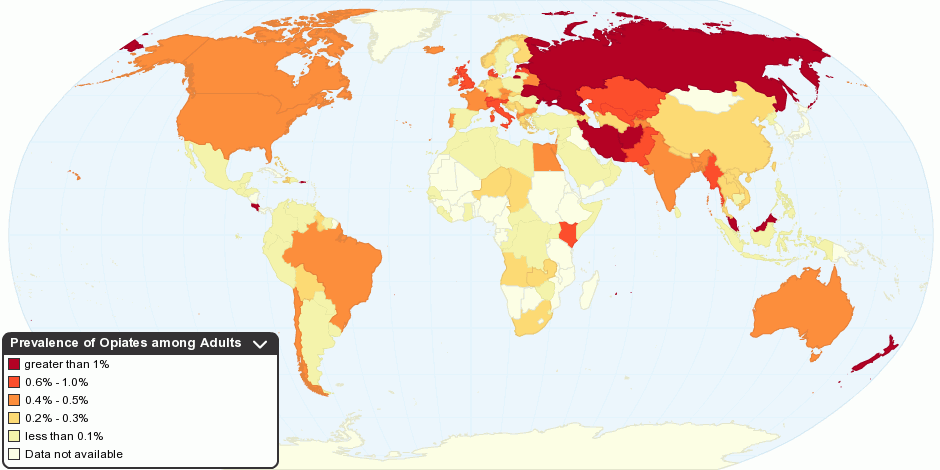 Current Worldwide Annual Prevalence of Opiates among Adults