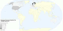 Rampage Shooting Fatalities Per 1,000,000 (2008-2012)