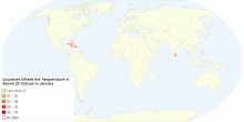 Countries Where the Temperature is Above 20 Celcius in January