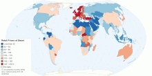 Worldwide Retail Prices of Diesel (US cents per litre)