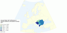 Annual Water Self Sufficiency in Western Balkans and Eastern Europe 2011