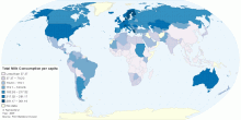 Current Worldwide Total Milk Consumption per capita