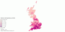 Women - Life Expectancy at Birth by UK Local Authority