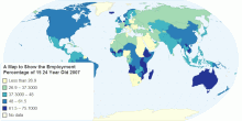 A Map to Show the Employment Percentage of 15 24 Year Old 2007