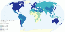 Map Showing the Global Life Expectancy