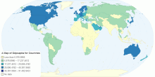 A Map of GDP/capita for Countries
