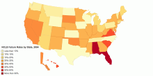 NCLB Failure Rates by State and Grade 2004