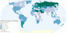 Number of Mobile Subscribers by Country, Per 100 People