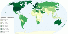 World Map for GNI Per Capita in 2005 Current $US