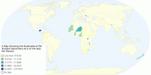 A Map Showing the Expenditure Per Student Secondary As a percentage of the Gdp Per Person