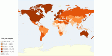 Global GNI Per Capita PPP (Current International US$) for the Year 2007