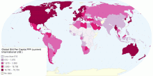 Global GNI Per Capita ,PPP (current International US$) for the Year 2004