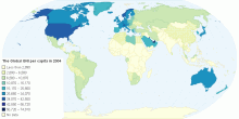 The Global GNI Per Capita,PPP current Internatinal Us Dollars for the year 2004
