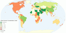 Legal Blood Alcohol Concentration (BAC) Limits around the World