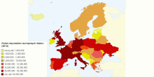 Počet obyvateľov v štátoch Európy (2014)