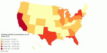 Distilled Spirits Consumption by Us State 2012