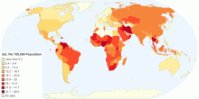 Estimated Road Traffic Death Rate Per 100,000 Population, 2010