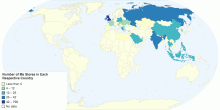 Choropleth Map showing countries that Marks and Spencer operate in