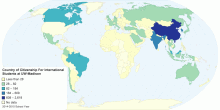 Country of Citizenship For International Students at UW-Madison