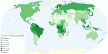 Forest area (% of land area) in 2010