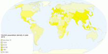 World's population density in year 2010