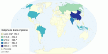 Cellphone Subscriptions (top 20 countries)