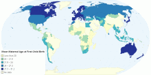 Mean Maternal Age at First Child Birth