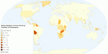 Babi and Baha'i faiths Adherents by country