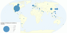 Number of Starbucks Outlets by Country
